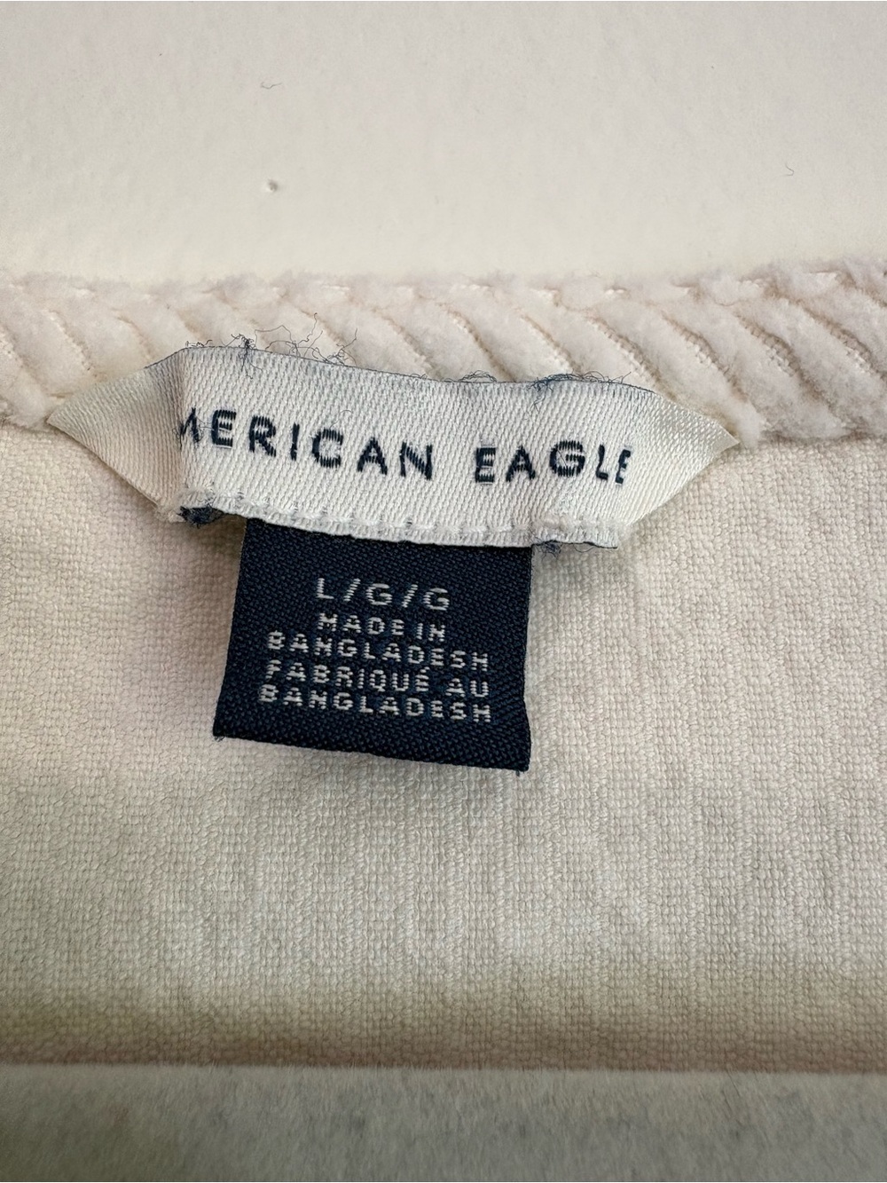 American Eagle Cream Corduroy Pinafore Dress Sz L Casual Cottagecore - Picture 3 of 9